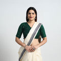 Green - Polka Dot Zari Buti Silk Stitched Plain Blouse 07