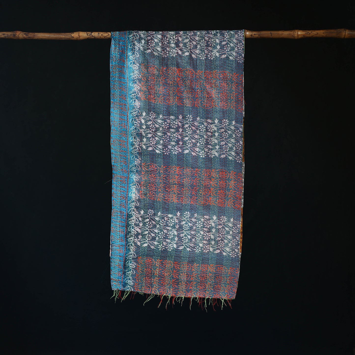 Bengal Kantha Handwork Patchwork Reversible Silk Stole 299