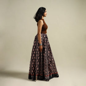 Bagh Hand Block Print 24 Kali Patchwork Cotton Long Skirt 19