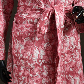 Sanganeri Hand Block Print Waffle Weave Cotton Bath Robe 28