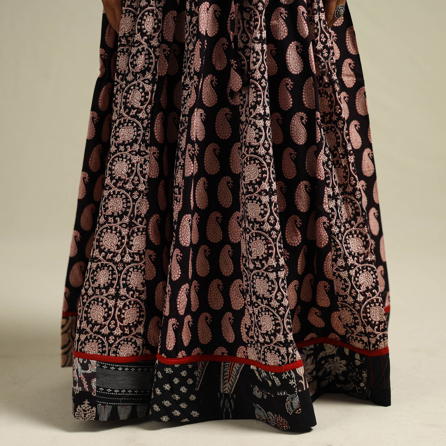 Bagh Hand Block Print 24 Kali Patchwork Cotton Long Skirt 19