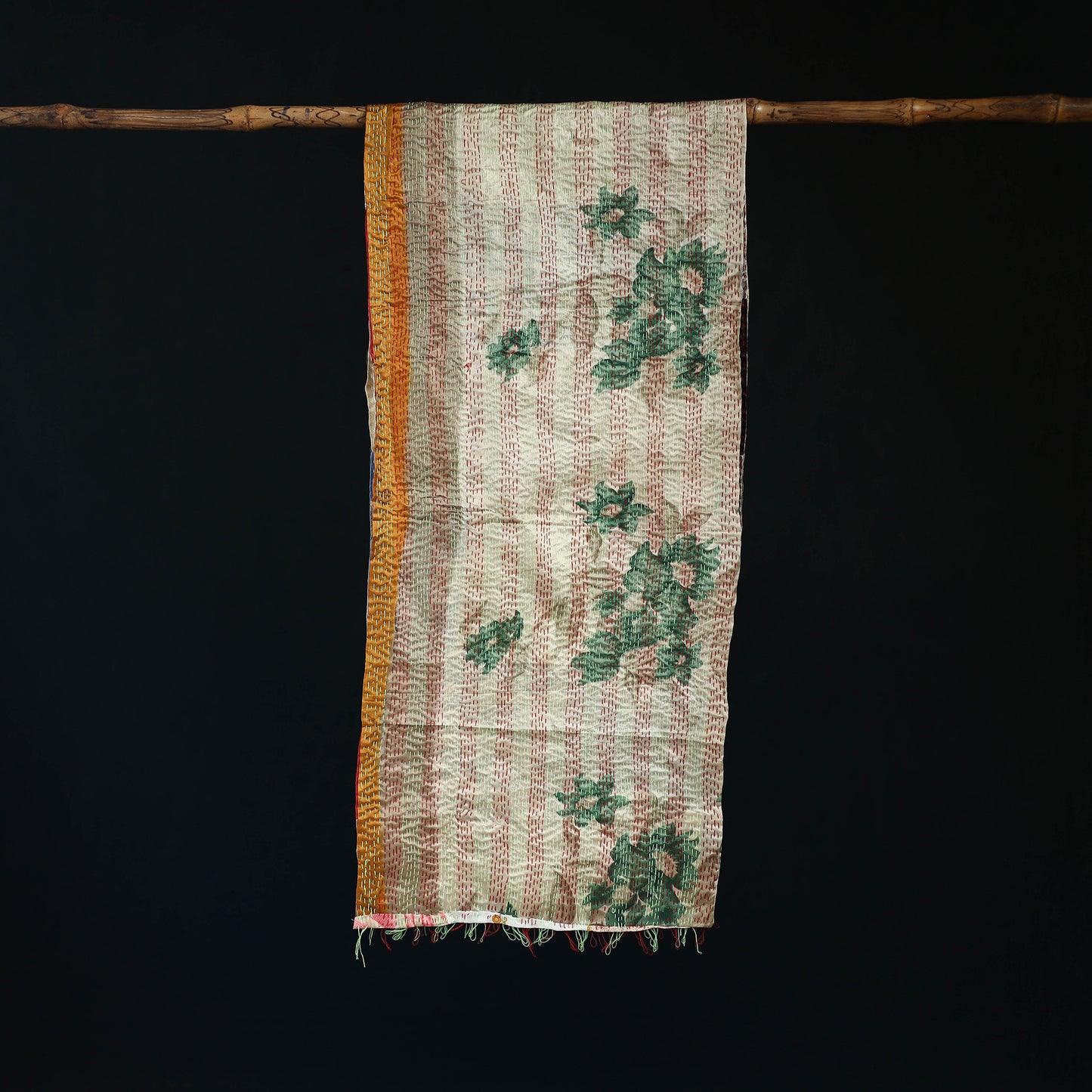 Bengal Kantha Handwork Patchwork Reversible Silk Stole 296