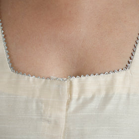 Off White Gota Patti Slub Silk Plain Blouse Online