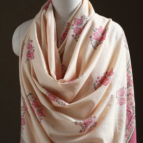 Floral Sanganeri Print Pure Merino Wool Handwoven Shawl 56