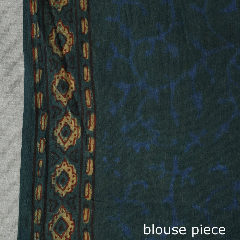 Green - Nandana Dabu Block Printed Mul Cotton Saree 19