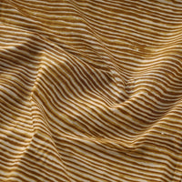 Brown - Yellow Lines Pattern Cotton Sanganeri Print Fabric