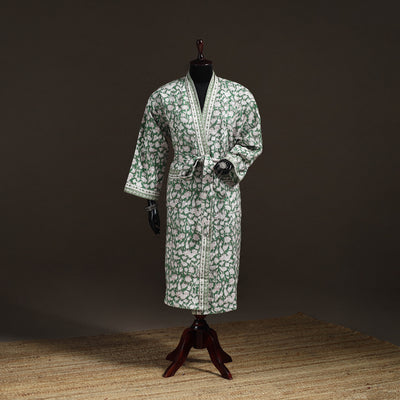 Sanganeri Hand Block Print Waffle Weave Cotton Bath Robe 29