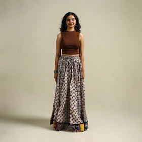 Bagh Hand Block Print 24 Kali Patchwork Cotton Long Skirt 20