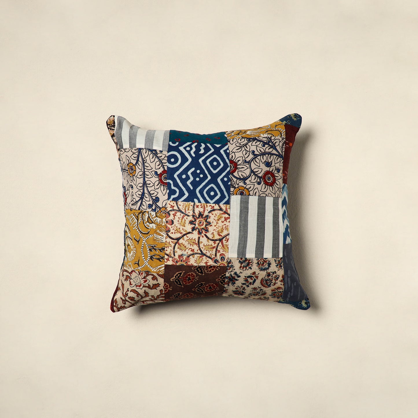 Multicolor Handcrafted Cotton Patchwork Cushion Cover