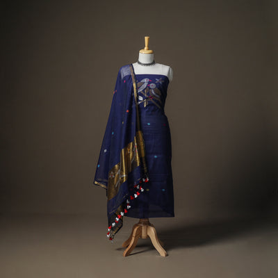 Jamdani Pure Handloom Muslin Unstitched Dress Material: Kurta with Dupatta 04