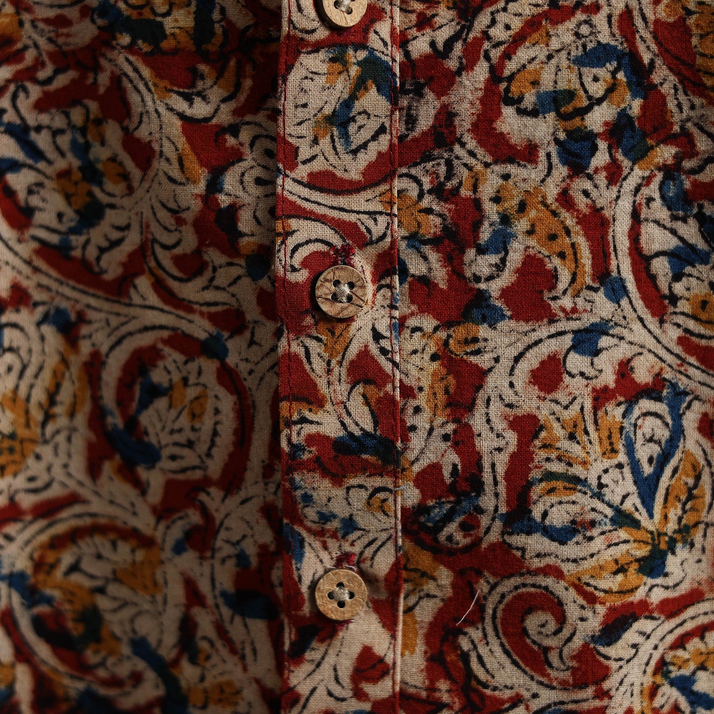 Hand Block Print Natural Dyed Cotton Long Kalamkari Kurta for Men 13