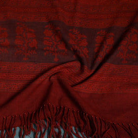 Handwoven Merino Wool Natural Dyed Bagh Hand Block Print Stole 02