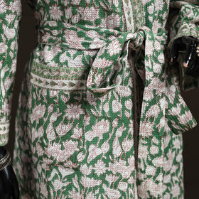 Sanganeri Hand Block Print Waffle Weave Cotton Bath Robe 29