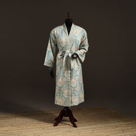 Sanganeri Hand Block Print Waffle Weave Cotton Bath Robe 30