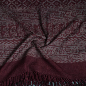 Handwoven Merino Wool Natural Dyed Bagh Hand Block Print Stole 04