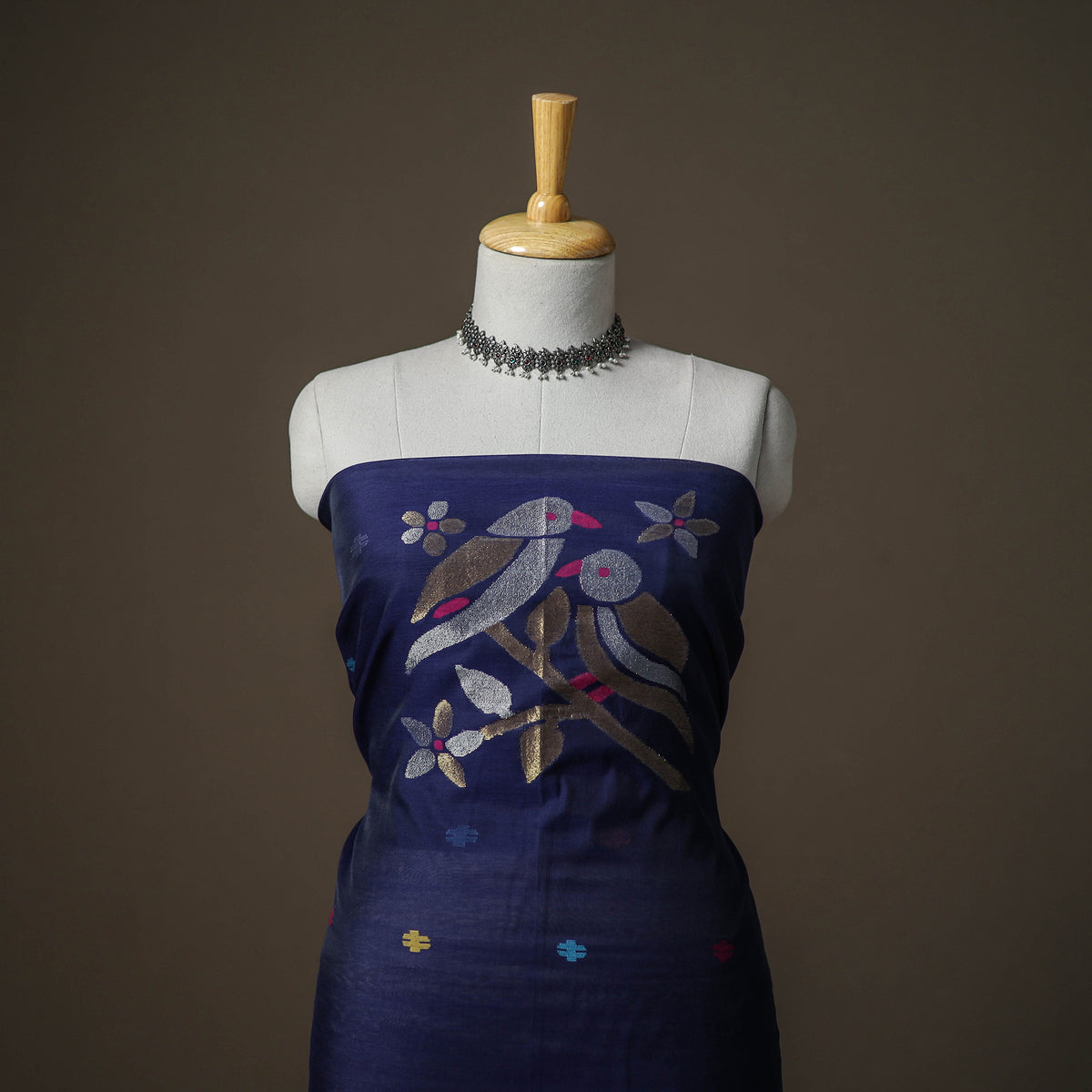 Jamdani Pure Handloom Muslin Unstitched Dress Material: Kurta with Dupatta 04
