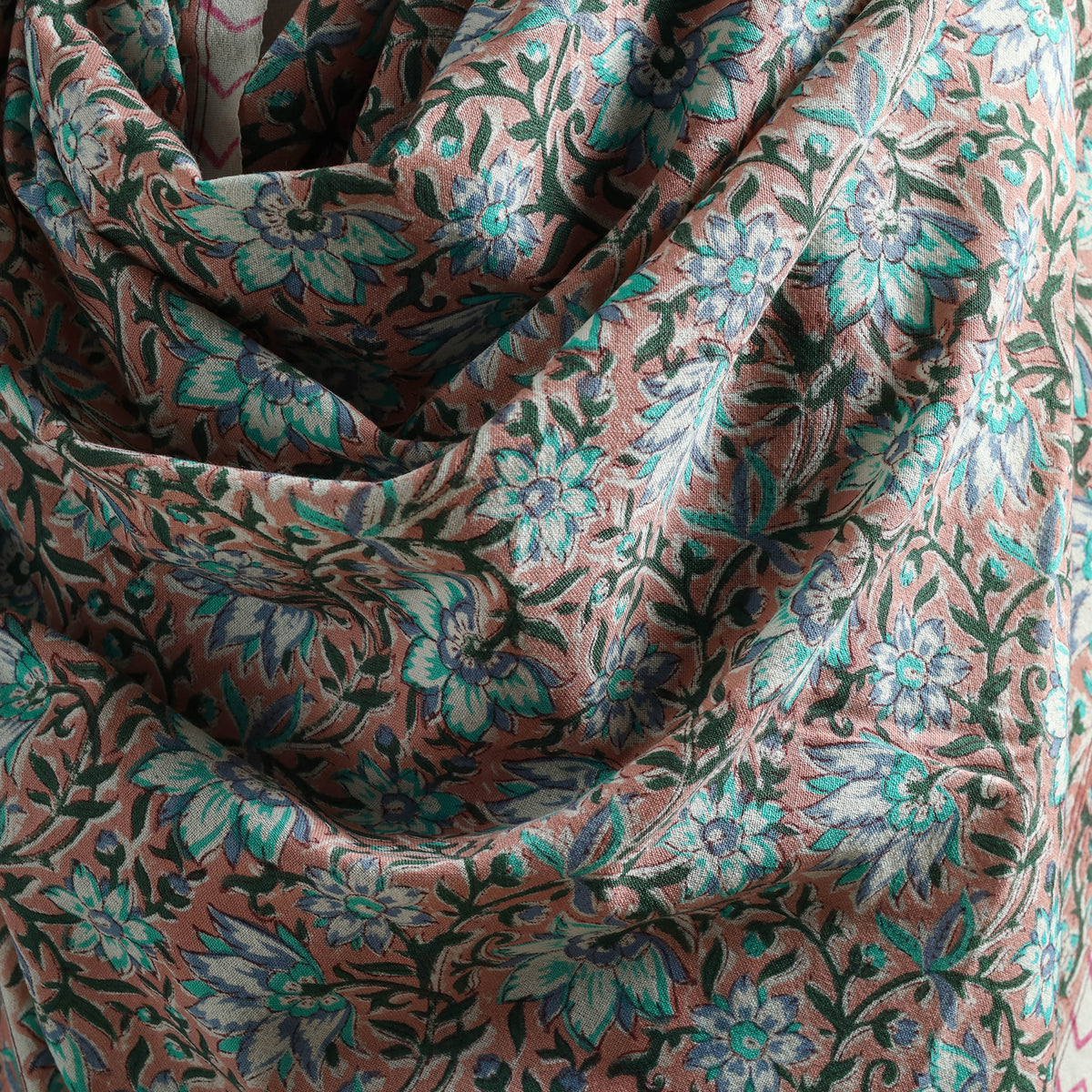 Floral Sanganeri Print Pure Merino Wool Handwoven Shawl 57