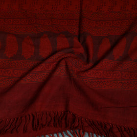 Handwoven Merino Wool Natural Dyed Bagh Hand Block Print Stole 05