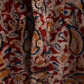 Hand Block Print Natural Dyed Cotton Long Kalamkari Kurta for Men 18