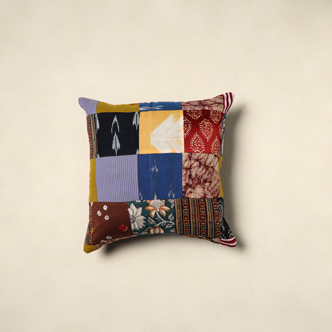 Multicolor - handcrafted cotton patchwork cushion cover 74