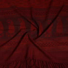 Handwoven Merino Wool Natural Dyed Bagh Hand Block Print Stole 06
