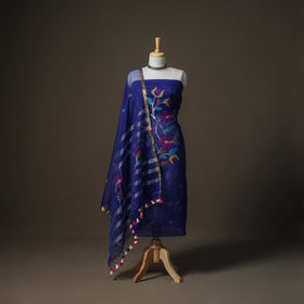 Jamdani Pure Handloom Muslin Unstitched Dress Material: Kurta with Dupatta 05