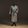 Sanganeri Hand Block Print Waffle Weave Cotton Bath Robe 35