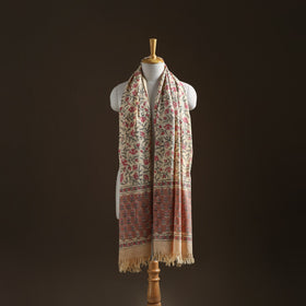 Floral Sanganeri Print Pure Merino Wool Handwoven Shawl 58