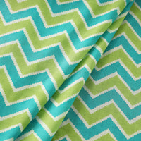 Multicolor - Green & Blue Chevron Pattern Cotton Sanganeri Print Fabric