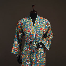 Sanganeri Hand Block Print Waffle Weave Cotton Bath Robe 35