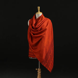 Orange - Kutch Handwoven Merino Wool Dhabla Shawl 74