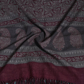 Handwoven Merino Wool Natural Dyed Bagh Hand Block Print Stole 07