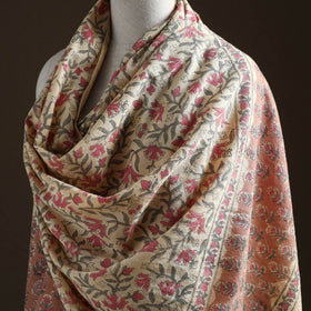 Floral Sanganeri Print Pure Merino Wool Handwoven Shawl 58