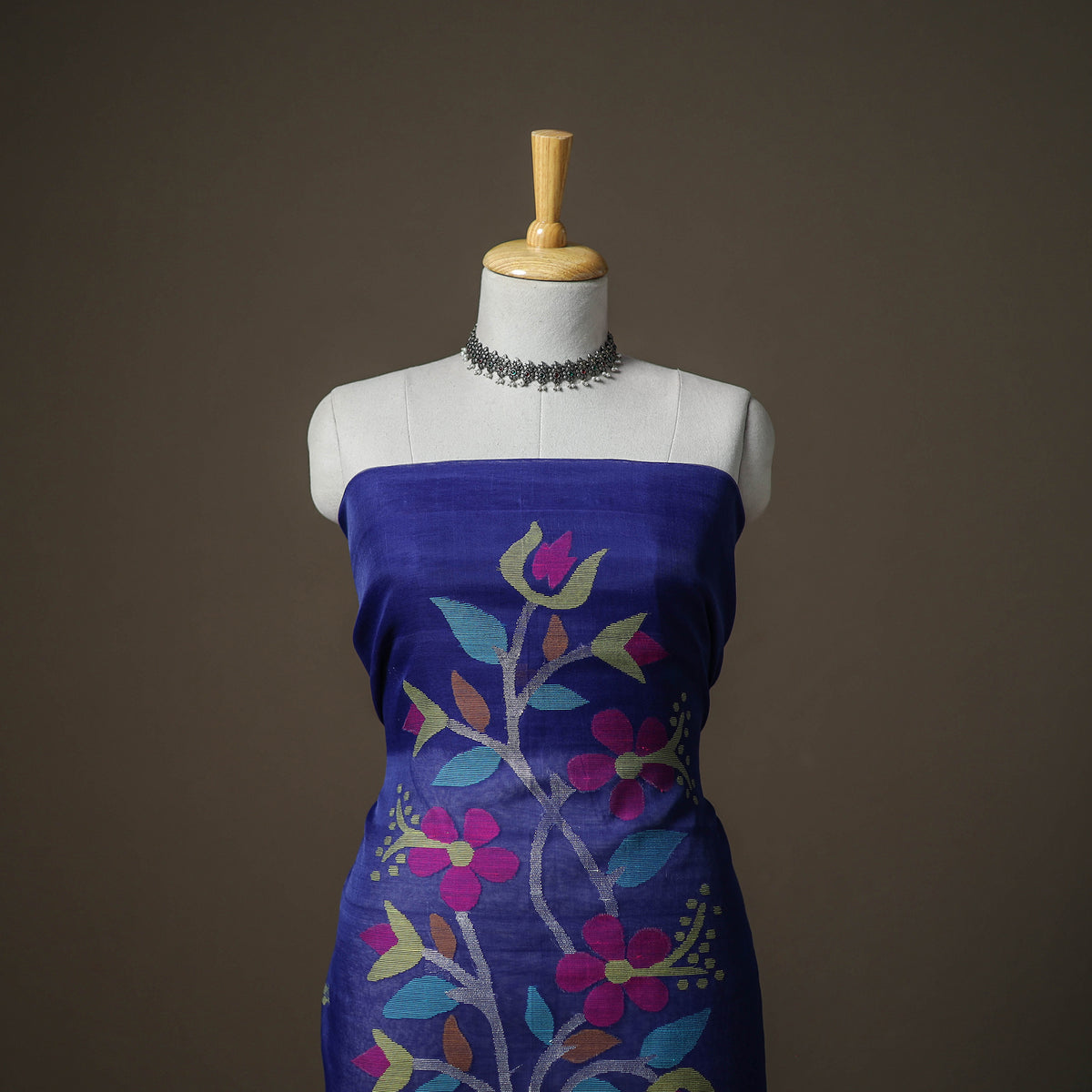 Jamdani Pure Handloom Muslin Unstitched Dress Material: Kurta with Dupatta 05
