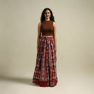Bagh Hand Block Print 24 Kali Patchwork Cotton Long Skirt 22