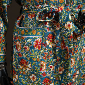 Sanganeri Hand Block Print Waffle Weave Cotton Bath Robe 35
