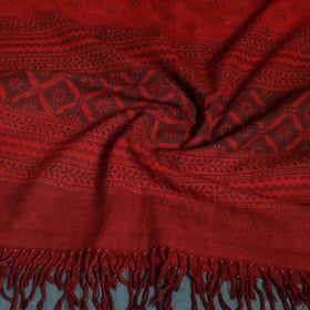 Handwoven Merino Wool Natural Dyed Bagh Hand Block Print Stole 09