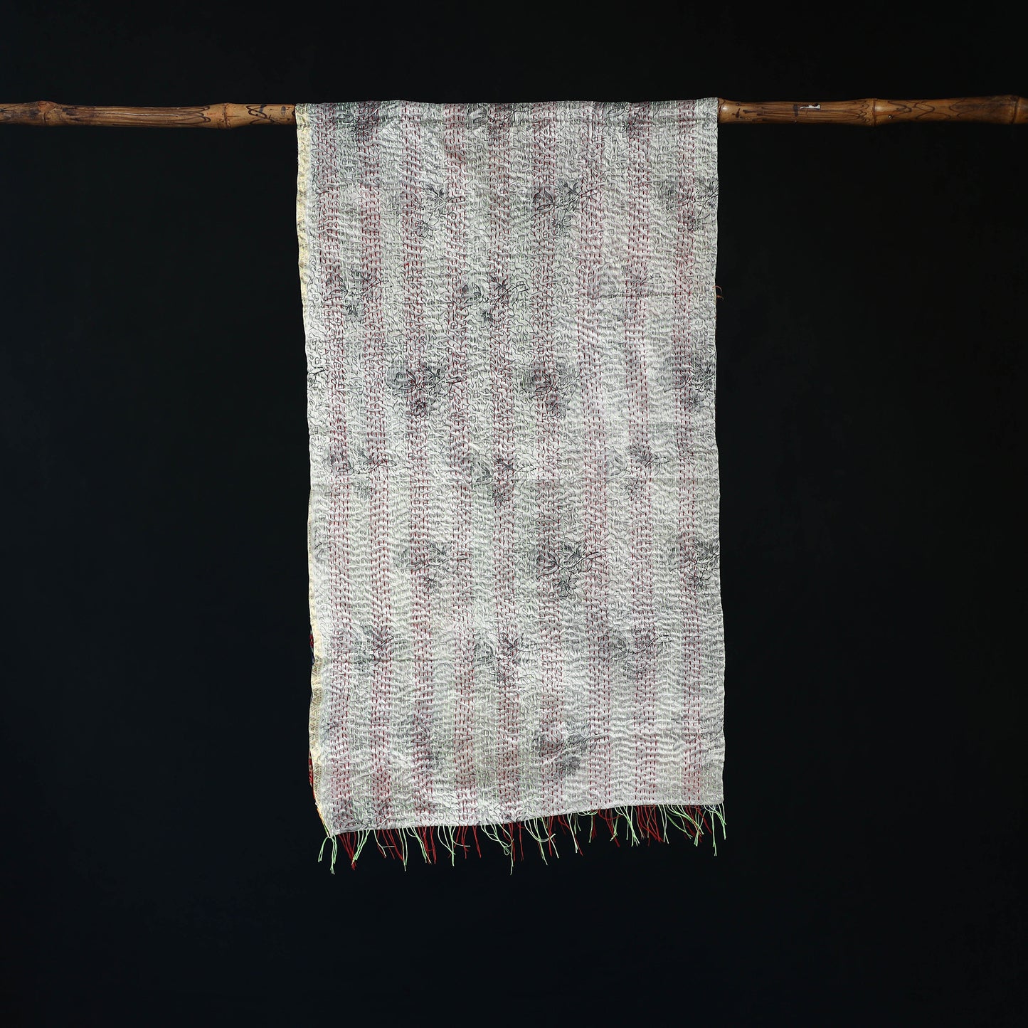 Bengal Kantha Handwork Patchwork Reversible Silk Stole 284