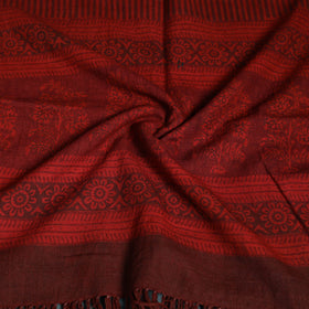 Handwoven Merino Wool Natural Dyed Bagh Hand Block Print Stole 11