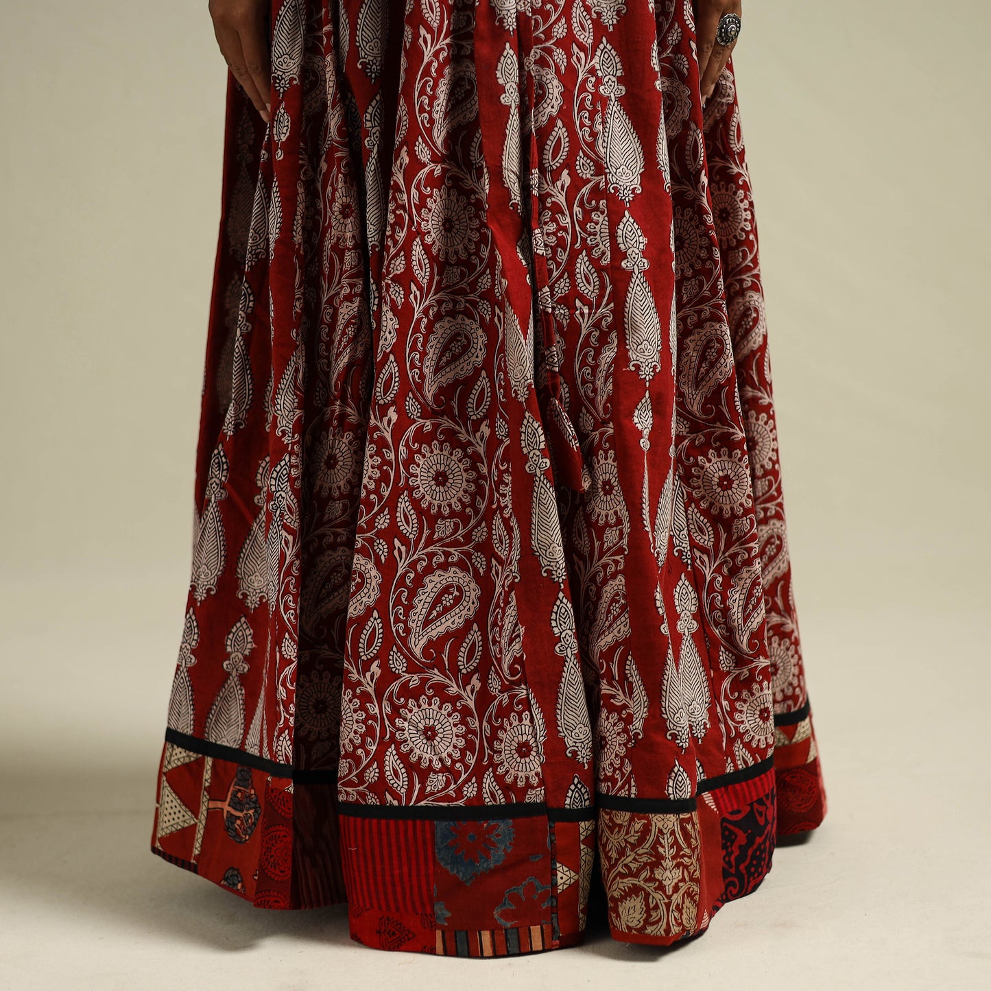 Bagh Hand Block Print 24 Kali Patchwork Cotton Long Skirt 22