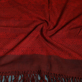 Handwoven Merino Wool Natural Dyed Bagh Hand Block Print Stole 13