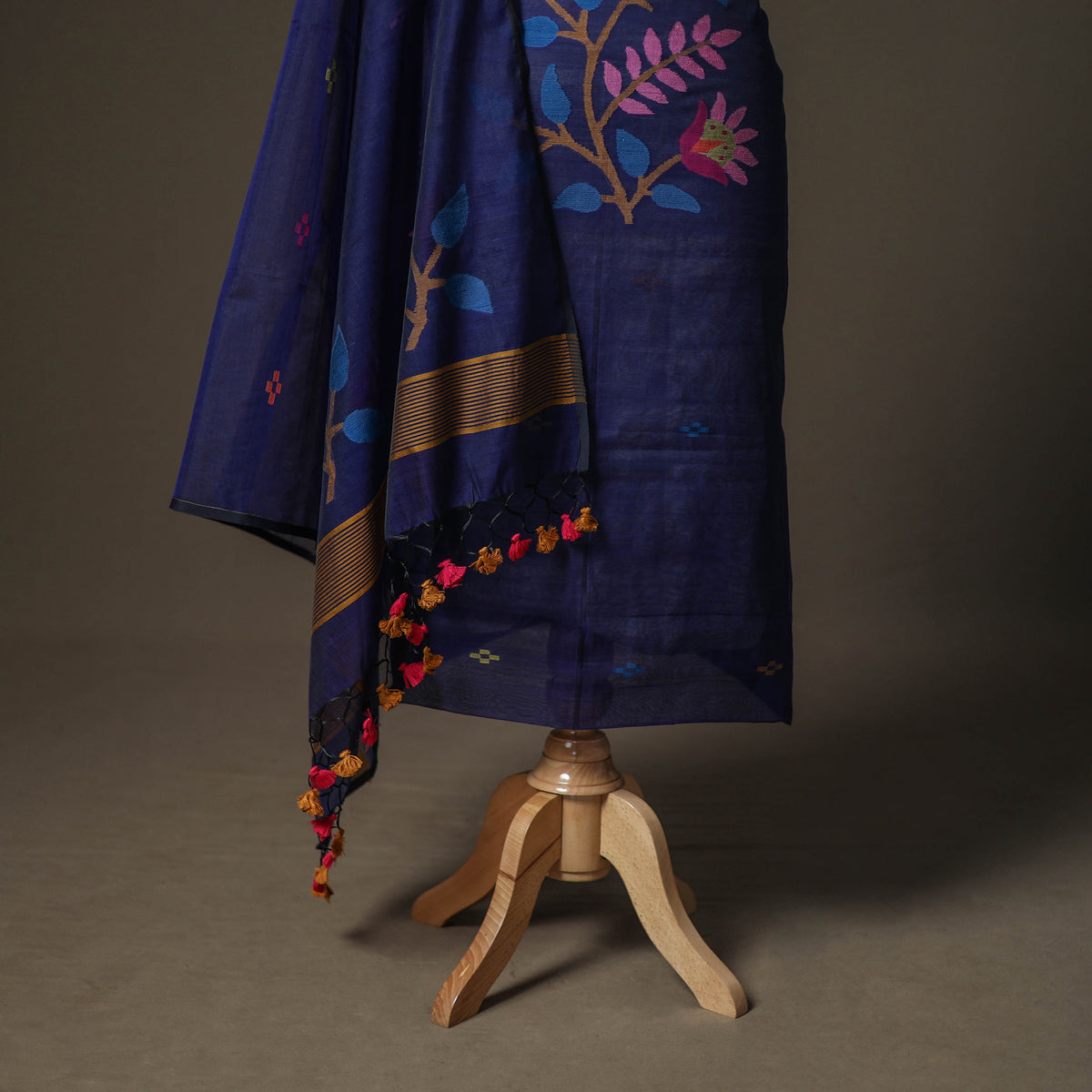 Blue - jamdani pure handloom muslin unstitched dress