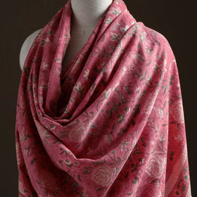 Floral Sanganeri Print Pure Merino Wool Handwoven Shawl 59