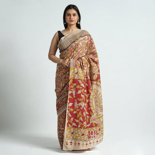 Kalamkari Printed Cotton Saree with Blouse Piece 12