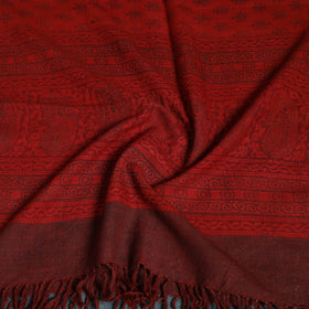 Handwoven Merino Wool Natural Dyed Bagh Hand Block Print Stole 14