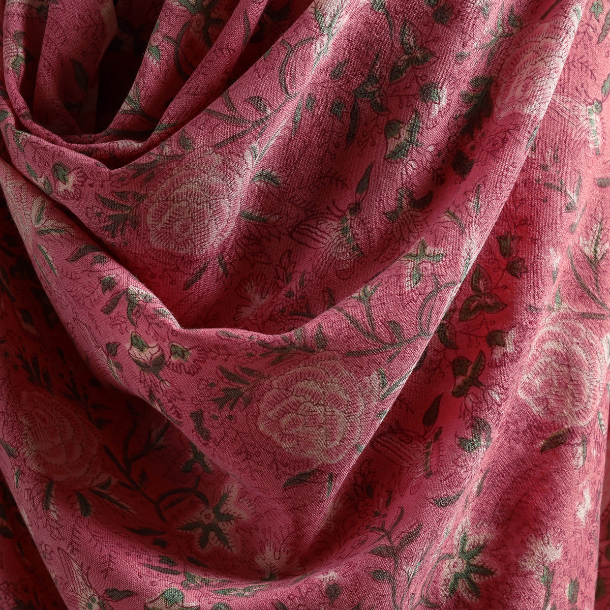 Floral Sanganeri Print Pure Merino Wool Handwoven Shawl 59