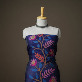 Blue - jamdani pure handloom muslin unstitched dress