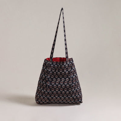 Black - Eco-Friendly Handmade Cotton Jhola Tote Bag 27