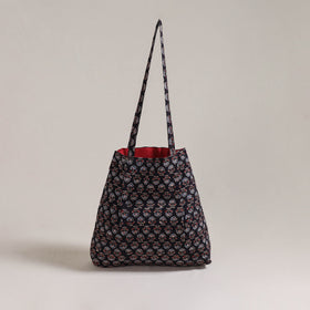 Black - Eco-Friendly Handmade Cotton Jhola Tote Bag 27