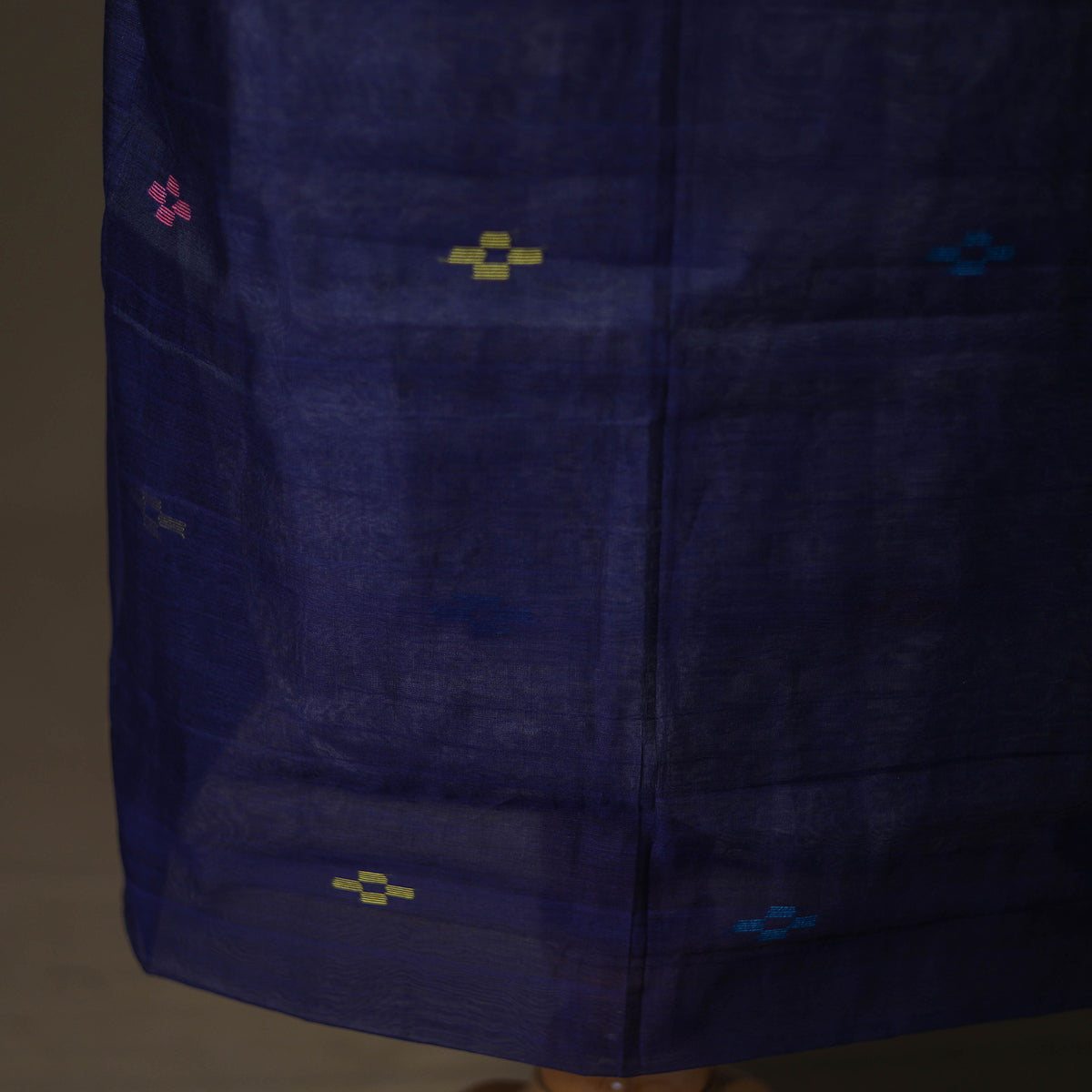Blue - jamdani pure handloom muslin unstitched dress